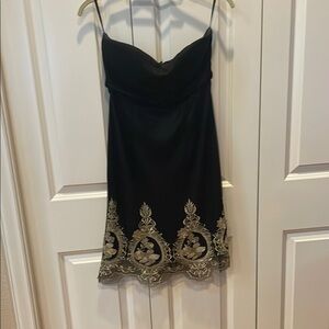 Boohoo Black and Gold Embellished Mini Dress